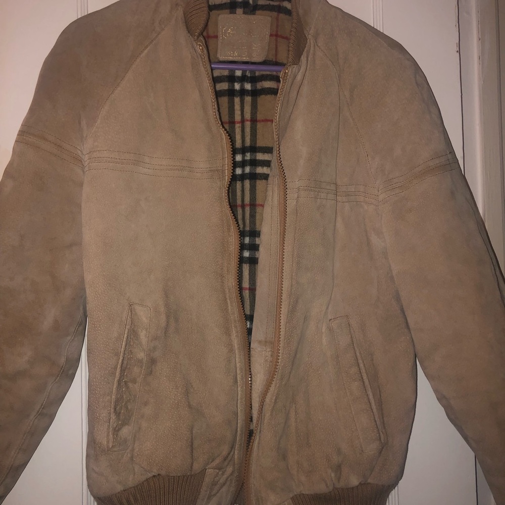 Genuine leather zip jacket